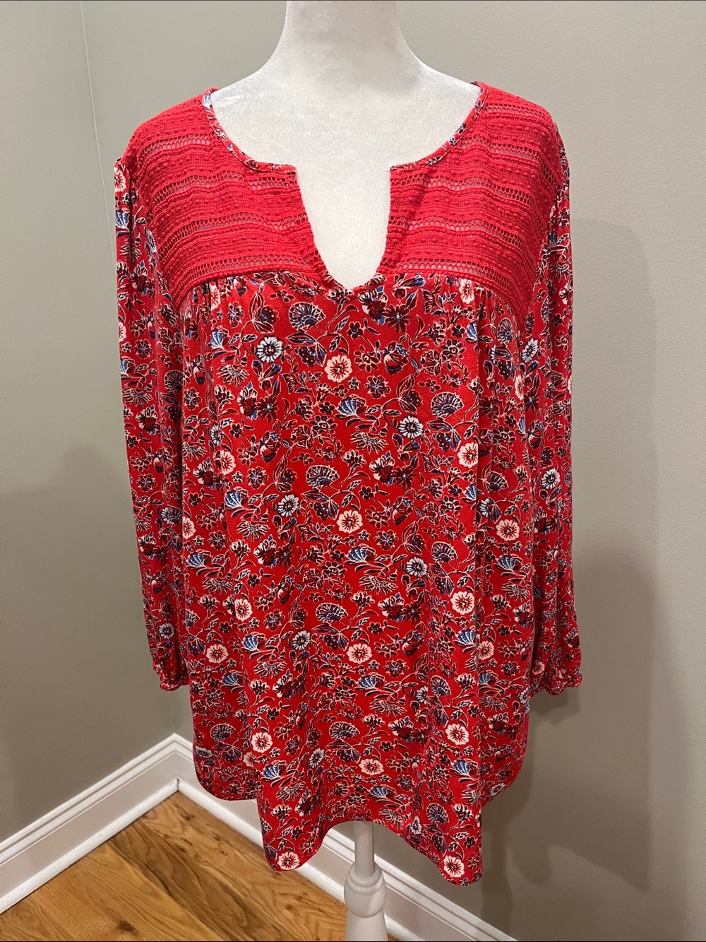 Skies are Blue Boho Floral Blouse
